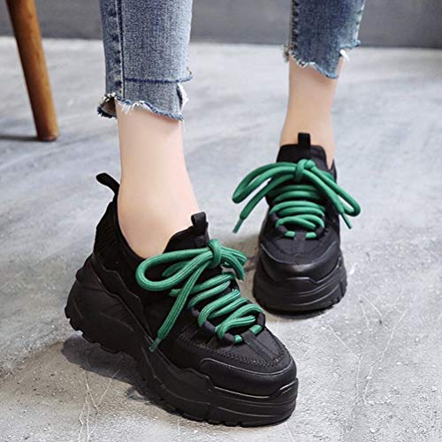 Mujeres Clunky Zapatillas Primavera Otoño Zapatos Atléticos Plataforma Al Aire Libre Casual Deportes Gimnasio Zapatos Cordones hasta Chunky Entrenadores Zapatos