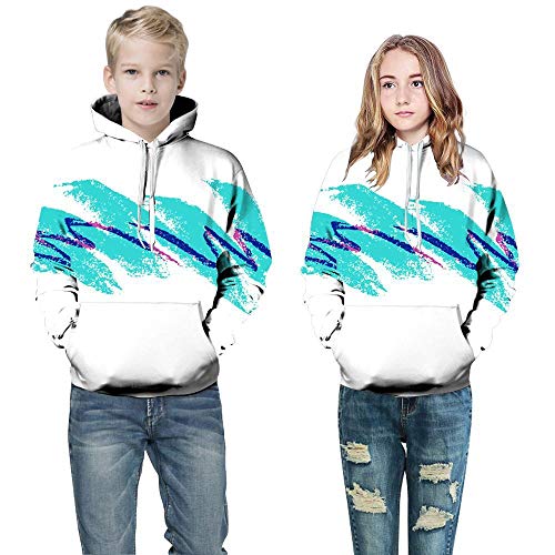 Mujeres Hombres Capucha 3D Impresión Hoodie Sudadera De Manga Larga Ropa Deportiva con Bolsillo para Niño Niña Adolescente,H-M