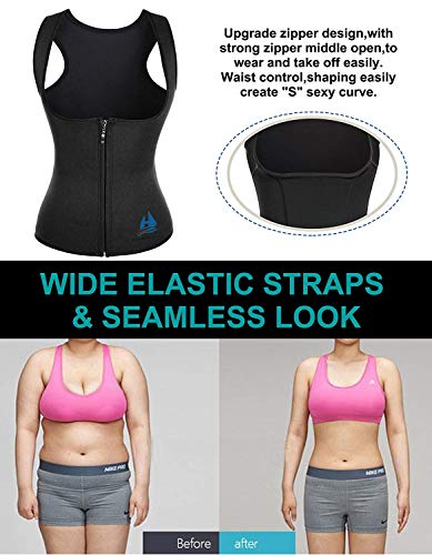 Mujeres Neopreno Sauna Sudor Cintura Trainer Chaleco para Perder Peso Gimnasio Entrenamiento Body Shaper Camiseta sin Mangas con Cremallera Mujeres Neopreno Sauna Sudor Cintura Trainer Chaleco para Perder Peso Gimnasio Entrenamiento Body Shaper Camiseta sin Mangas con Cremallera