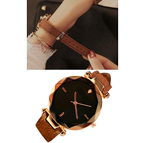 Mujeres Reloj analógico de Cuarzo Relojes de Pulsera Movimiento con PU Brazalete del Diamante Artificial Ajustable clásico Impermeable Dial 1pc café Brazalete