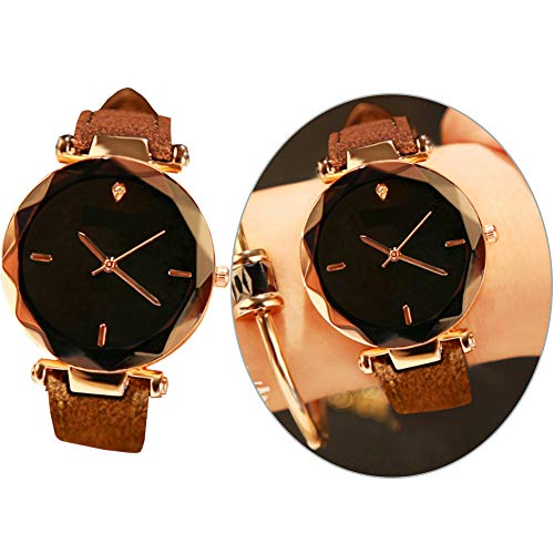 Mujeres Reloj analógico de Cuarzo Relojes de Pulsera Movimiento con PU Brazalete del Diamante Artificial Ajustable clásico Impermeable Dial 1pc café Brazalete