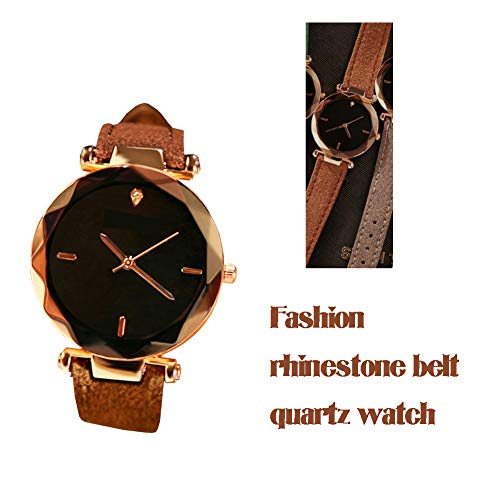 Mujeres Reloj analógico de Cuarzo Relojes de Pulsera Movimiento con PU Brazalete del Diamante Artificial Ajustable clásico Impermeable Dial 1pc café Brazalete