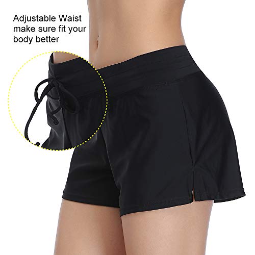 Mujeres Shorts de Deporte Sólido Pantalones Cortos de Deportivos para el Gimnasio Playa Al Aire Libre Verano Negro S