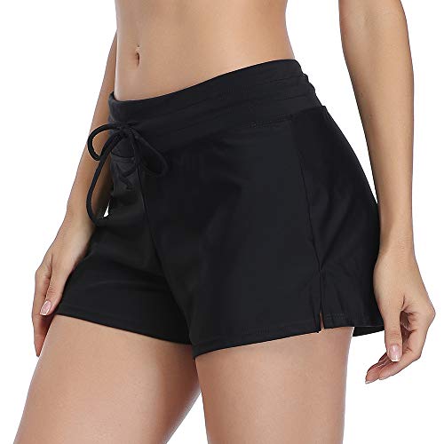 Mujeres Shorts de Deporte Sólido Pantalones Cortos de Deportivos para el Gimnasio Playa Al Aire Libre Verano Negro S