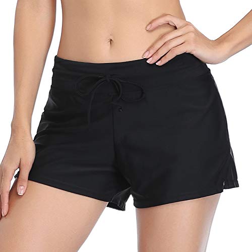 Mujeres Shorts de Deporte Sólido Pantalones Cortos de Deportivos para el Gimnasio Playa Al Aire Libre Verano Negro S