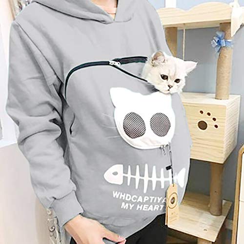 Mujeres Sudadera Portador de Mascotas Sudadera Canguro con Capucha Niña Jersey Bolsillo Funcional de Gato Ropa Tumblr Adolescente Chica Streetwear HULKY(Gris,XL) Mujeres Sudadera Portador de Mascotas Sudadera Canguro con Capucha Niña Jersey Bolsillo Funcional de Gato Ropa Tumblr Adolescente Chica Streetwear HULKY(Gris,XL)