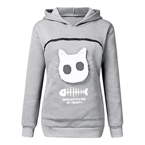 Mujeres Sudadera Portador de Mascotas Sudadera Canguro con Capucha Niña Jersey Bolsillo Funcional de Gato Ropa Tumblr Adolescente Chica Streetwear HULKY(Gris,XL) Mujeres Sudadera Portador de Mascotas Sudadera Canguro con Capucha Niña Jersey Bolsillo Funcional de Gato Ropa Tumblr Adolescente Chica Streetwear HULKY(Gris,XL)