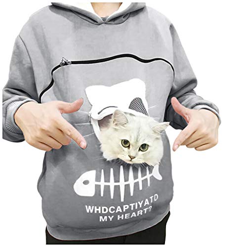 Mujeres Sudadera Portador de Mascotas Sudadera Canguro con Capucha Niña Jersey Bolsillo Funcional de Gato Ropa Tumblr Adolescente Chica Streetwear HULKY(Gris,XL) Mujeres Sudadera Portador de Mascotas Sudadera Canguro con Capucha Niña Jersey Bolsillo Funcional de Gato Ropa Tumblr Adolescente Chica Streetwear HULKY(Gris,XL)