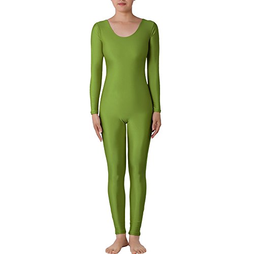 Muka Enterizo de manga larga Unitard de lycra Zentai con cuello redondo para bailar, color desnudo XXL