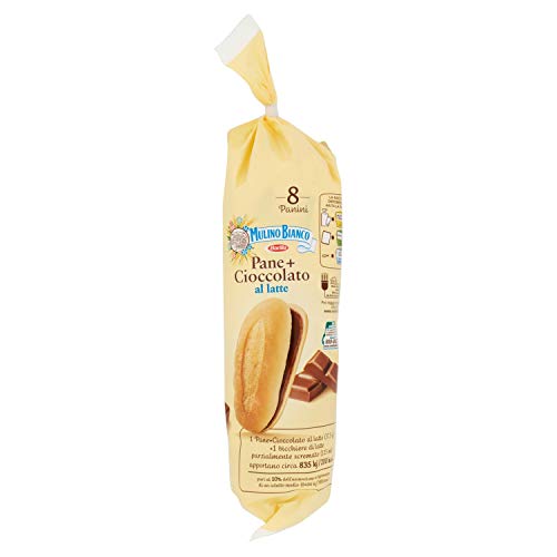 Mulino Bianco Merendine Pane + Chocolate con leche, Snack dulce para la merienda, sin aceite de palma, 300 g