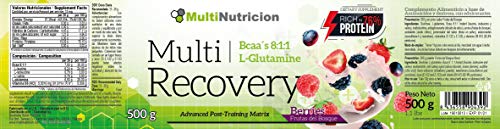 Multi Recovery 8:1:1 - Recuperador Muscular En Polvo A Base De Aminoácidos y Glutamina, Sabor A Bayas (500 gr)