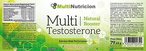 Multi Testosterone | Testosterona Natural| Bioperine® Fenogreco Tribulus D-aspartico Ashwagandha Citrulina| (90)