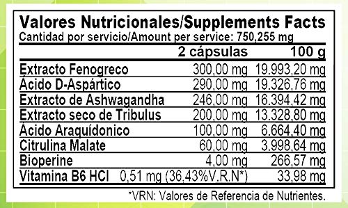 Multi Testosterone | Testosterona Natural| Bioperine® Fenogreco Tribulus D-aspartico Ashwagandha Citrulina| (90) Multi Testosterone | Testosterona Natural| Bioperine® Fenogreco Tribulus D-aspartico Ashwagandha Citrulina| (90)
