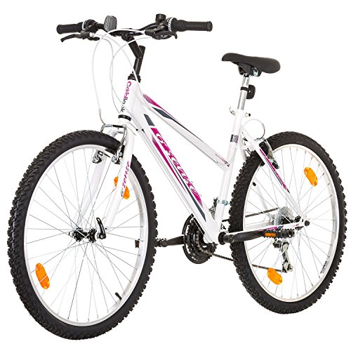 Multibrand, PROBIKE 6th SENSE, 460 mm, 26 pulgadas, Mountain Bike, 18 velocidades, Set de Mudgard, Para mujeres, Blanco-Rosa (Blanco-Rosa (Shimano))