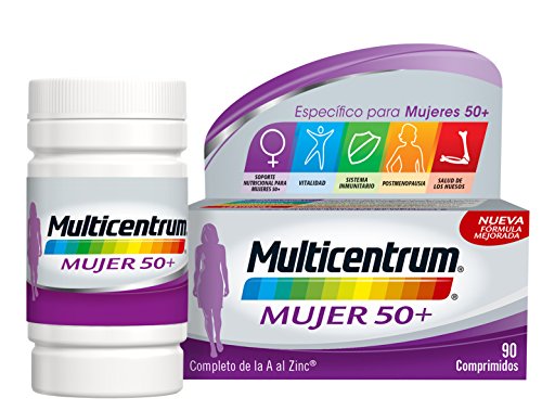 Multicentrum Mujer 50+, Complemento Alimenticio con 13 Vitaminas y 11 Minerales, para Mujeres a partir de los 50 años - 90 Comprimidos Multicentrum Mujer 50+, Complemento Alimenticio con 13 Vitaminas y 11 Minerales, para Mujeres a partir de los 50 años - 90 Comprimidos