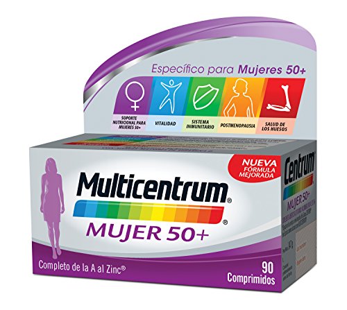 Multicentrum Mujer 50+, Complemento Alimenticio con 13 Vitaminas y 11 Minerales, para Mujeres a partir de los 50 años - 90 Comprimidos Multicentrum Mujer 50+, Complemento Alimenticio con 13 Vitaminas y 11 Minerales, para Mujeres a partir de los 50 años - 90 Comprimidos