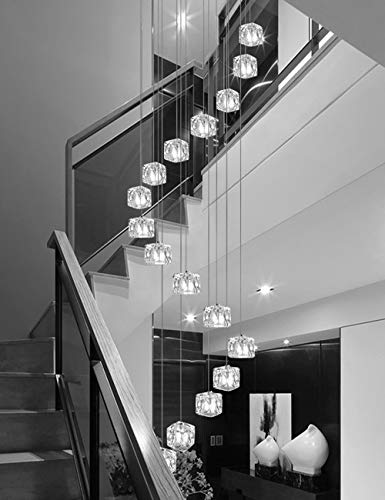 Múltiples luces Escalera de caracol Araña Bolas de vidrio Bar Restaurante Personalidad creativa Porche Luces de pasillo Moderno Colgante moderno Luz Araña larga