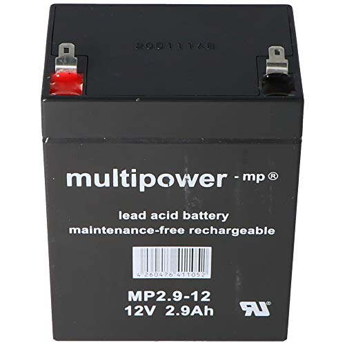 MultiPower MP2.9-12 MP2.9-12 - Batería de plomo (12 V, 2,9 Ah, Pb Faston, 4,8 mm, sin autorización VdS)