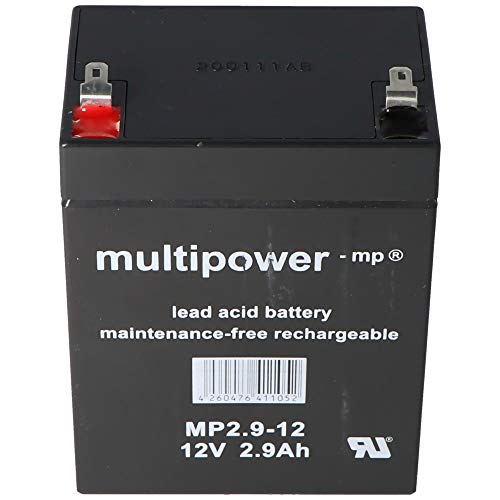 MultiPower MP2.9-12 MP2.9-12 - Batería de plomo (12 V, 2,9 Ah, Pb Faston, 4,8 mm, sin autorización VdS) MultiPower MP2.9-12 MP2.9-12 - Batería de plomo (12 V, 2,9 Ah, Pb Faston, 4,8 mm, sin autorización VdS)