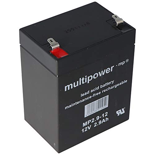 MultiPower MP2.9-12 MP2.9-12 - Batería de plomo (12 V, 2,9 Ah, Pb Faston, 4,8 mm, sin autorización VdS) MultiPower MP2.9-12 MP2.9-12 - Batería de plomo (12 V, 2,9 Ah, Pb Faston, 4,8 mm, sin autorización VdS)