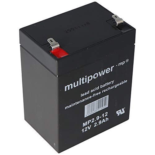 MultiPower MP2.9-12 MP2.9-12 - Batería de plomo (12 V, 2,9 Ah, Pb Faston, 4,8 mm, sin autorización VdS)