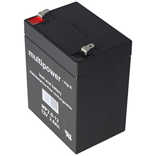 MultiPower MP2.9-12 MP2.9-12 - Batería de plomo (12 V, 2,9 Ah, Pb Faston, 4,8 mm, sin autorización VdS) MultiPower MP2.9-12 MP2.9-12 - Batería de plomo (12 V, 2,9 Ah, Pb Faston, 4,8 mm, sin autorización VdS)