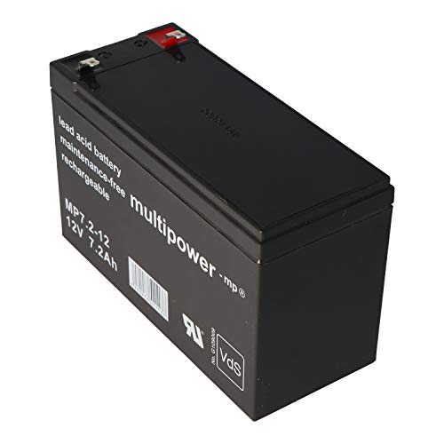 Multipower MP7.2-12 PB - Batería de plomo y fibra de plomo (12 V, 12 V, 7,2 Ah, 7200 mAh, tecnología AGM, autorización VDS) Multipower MP7.2-12 PB - Batería de plomo y fibra de plomo (12 V, 12 V, 7,2 Ah, 7200 mAh, tecnología AGM, autorización VDS)