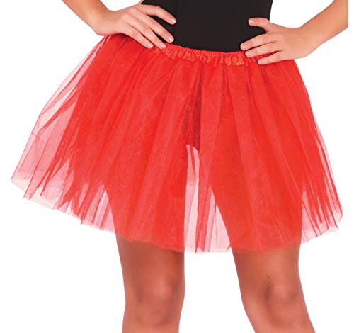 MUNDDY Tutu Elastico Tul 3 Capas 40 CM de Longitud para Adulta Distintas Colores Falda Disfraz Ballet (Rojo)