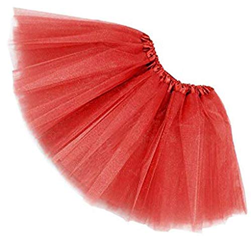 MUNDDY Tutu Elastico Tul 3 Capas 40 CM de Longitud para Adulta Distintas Colores Falda Disfraz Ballet (Rojo)