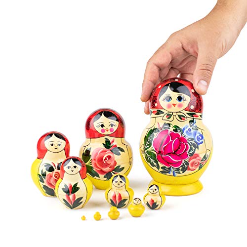Muñecas Rusas Redondeadas, 10 Matrioskas de Estilo Rojo Redondeado | Muñeca Babushka de Madera Hecha a Mano en Rusia | Semiónov Rojo Redondeado, 10 Piezas, 16 cm Muñecas Rusas Redondeadas, 10 Matrioskas de Estilo Rojo Redondeado | Muñeca Babushka de Madera Hecha a Mano en Rusia | Semiónov Rojo Redondeado, 10 Piezas, 16 cm