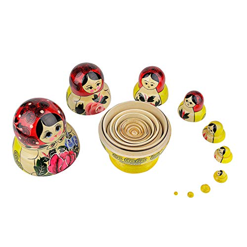 Muñecas Rusas Redondeadas, 10 Matrioskas de Estilo Rojo Redondeado | Muñeca Babushka de Madera Hecha a Mano en Rusia | Semiónov Rojo Redondeado, 10 Piezas, 16 cm Muñecas Rusas Redondeadas, 10 Matrioskas de Estilo Rojo Redondeado | Muñeca Babushka de Madera Hecha a Mano en Rusia | Semiónov Rojo Redondeado, 10 Piezas, 16 cm