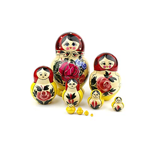 Muñecas Rusas Redondeadas, 10 Matrioskas de Estilo Rojo Redondeado | Muñeca Babushka de Madera Hecha a Mano en Rusia | Semiónov Rojo Redondeado, 10 Piezas, 16 cm Muñecas Rusas Redondeadas, 10 Matrioskas de Estilo Rojo Redondeado | Muñeca Babushka de Madera Hecha a Mano en Rusia | Semiónov Rojo Redondeado, 10 Piezas, 16 cm