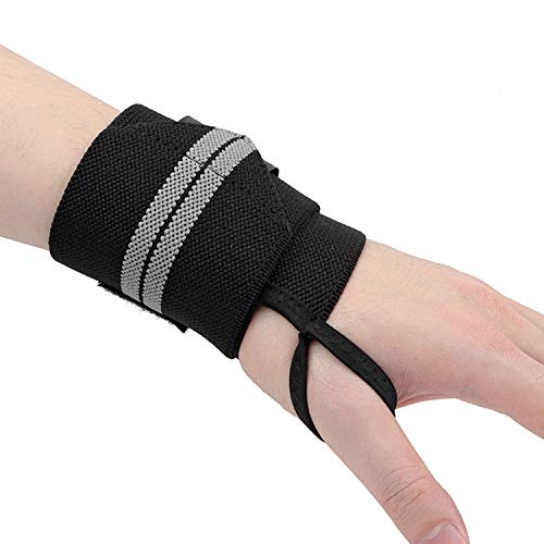 Muñequeras con agarraderas para pulgar - Se adapta tanto a hombres y mujeres, 18 pulgadas par de fitness, levantamiento de potencia, culturismo, muñeca apoyo para entrenamiento de peso, Gris Muñequeras con agarraderas para pulgar - Se adapta tanto a hombres y mujeres, 18 pulgadas par de fitness, levantamiento de potencia, culturismo, muñeca apoyo para entrenamiento de peso, Gris
