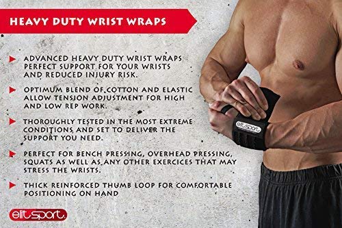 Muñequeras Deportivas Profesionales 45cm, Heavy Duty Wrist Wraps - Resistentes, Crossfit, Gimnasio, Levantamiento Pesas, Calistenia, Fitness, Musculación, Weight Lifting, Powerlifting - Hombre y Mujer