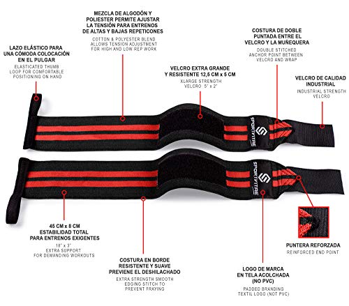 Muñequeras Deportivas Profesionales (UN PAR) Hombre y Mujer 45cm, Resistentes, Ideales para Gimnasio, Crossfit, Levantamiento de Pesas, Calistenia, Fitness, Musculación, Powerlifting Wrist Wraps Muñequeras Deportivas Profesionales (UN PAR) Hombre y Mujer 45cm, Resistentes, Ideales para Gimnasio, Crossfit, Levantamiento de Pesas, Calistenia, Fitness, Musculación, Powerlifting Wrist Wraps