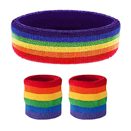 Muñequeras Deportivas Set, Juego de 1 Diadema y 2 Muñequeras de Deporte, Muñequeras Con Banda de Sujeción Bandas Para Sudar Wristband Ejercicio Atlético Baloncesto Muñequera y Bandas Para La Cabeza