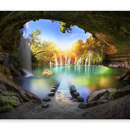 murando Fotomurales Paisaje Cueva 300x210 cm XXL Papel pintado tejido no tejido Decoración de Pared decorativos Murales moderna de Diseno Fotográfico Cascada Naturaleza c-A-0127-a-a