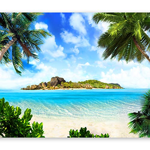 murando Fotomurales Palmas 300x210 cm XXL Papel pintado tejido no tejido Decoración de Pared decorativos Murales moderna de Diseno Fotográfico Mar Playa Nube Verde c-B-0271-a-a