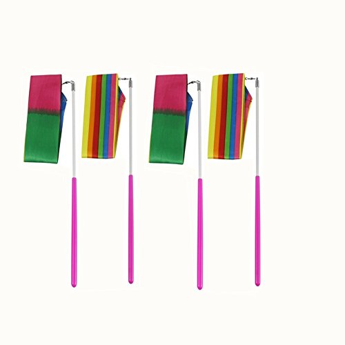 MUROAD 4 Piezas 2 M de Largo Gimnasias Rítmicas Intenso Cinta con una da Vueltas Dance Porra Vara para Niños Bailarinas de Danza Colores Surtidos (Arco Iris y de Llama Colores) MUROAD 4 Piezas 2 M de Largo Gimnasias Rítmicas Intenso Cinta con una da Vueltas Dance Porra Vara para Niños Bailarinas de Danza Colores Surtidos (Arco Iris y de Llama Colores)
