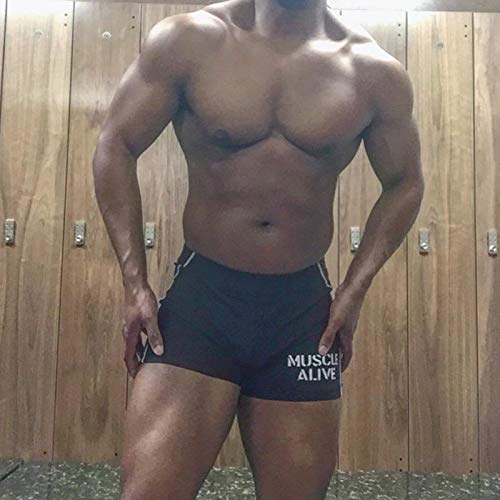 Muscle Alive Hombre Gimnasia Apretado Entrepierna 12 Culturismo Pantalones Cortos de poliéster y Lycra