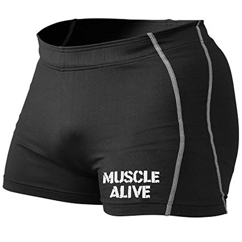 Muscle Alive Hombre Gimnasia Apretado Entrepierna 12 Culturismo Pantalones Cortos de poliéster y Lycra