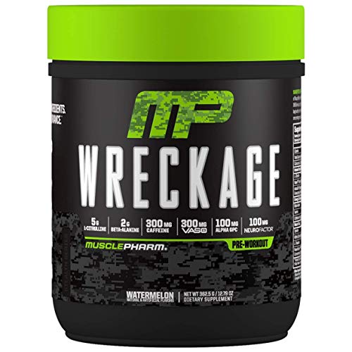 Muscle Pharm Wreckage – Suplemento previo al entrenamiento - Citrulina - Té verde - Ginseng - Astragalus - Beta Alanina - Taurina - Tirosina - Café verde - Paquete de 1 x (362g, Watermelon) Muscle Pharm Wreckage – Suplemento previo al entrenamiento - Citrulina - Té verde - Ginseng - Astragalus - Beta Alanina - Taurina - Tirosina - Café verde - Paquete de 1 x (362g, Watermelon)