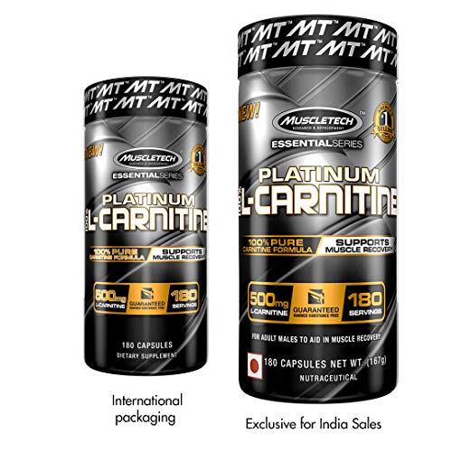 Muscletech Essential Series Platinum 100% L-Carnitine Standard - 180 Cápsulas