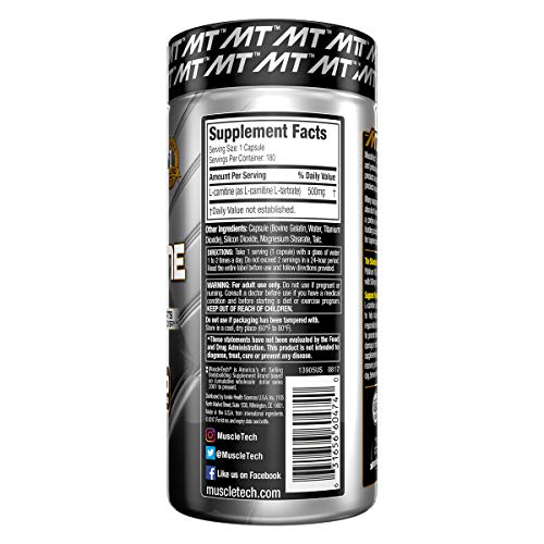 Muscletech Essential Series Platinum 100% L-Carnitine Standard - 180 Cápsulas Muscletech Essential Series Platinum 100% L-Carnitine Standard - 180 Cápsulas