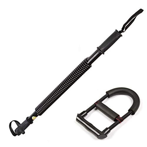 Musculación Twister De Cintura Ejercicios De Resorte para Hombros Y Brazos Barra De Ejercicio Barra De Torsión Eléctrica Ejercitador De Resorte Manual Equipado con (Color : Black, Size : 40Kg)