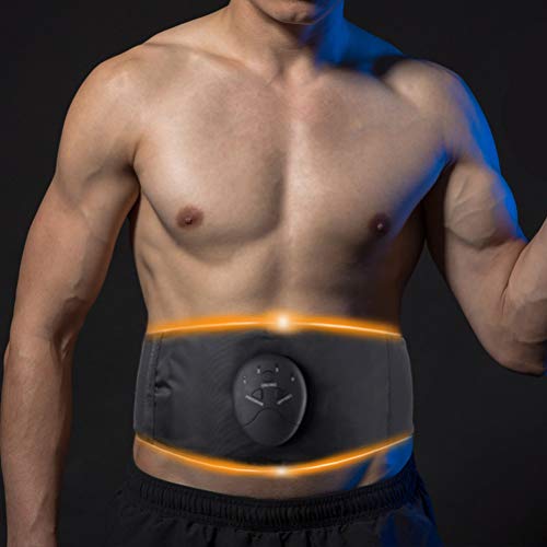 Músculos Abdominales Cinturón EMS Entrenador Abdominal para Bajar De Peso Suelto, Masajeador Vibratorio con Cinturón Adelgazante Eléctrico 6 Modos, Cinturón Abdominal Body Shaper (On)