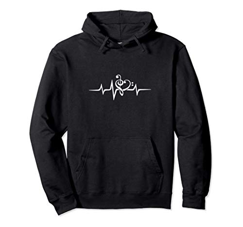 Música, corazón, clave de fa, clave de sol, onda de sonido Sudadera con Capucha