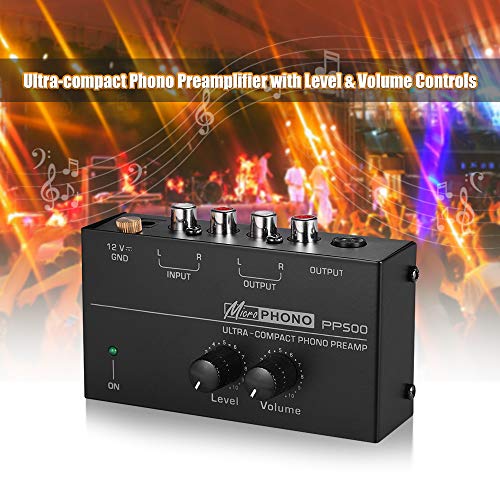Muslady Phono Preamplificador Preamplificador con Controles de Nivel y Volumen Entrada y Salida RCA 1/4" TRS Interfaces de Salida Muslady Phono Preamplificador Preamplificador con Controles de Nivel y Volumen Entrada y Salida RCA 1/4" TRS Interfaces de Salida