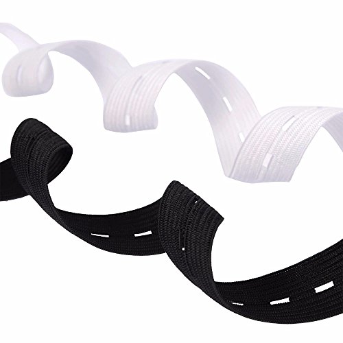 Musuntas Bandas elásticas planas de 11 yardas de largo con ojal de cuerda elástica, carrete de coser, accesorios de manualidades, 2 piezas, 5.5 yardas de color blanco, 15 mm de ancho Musuntas Bandas elásticas planas de 11 yardas de largo con ojal de cuerda elástica, carrete de coser, accesorios de manualidades, 2 piezas, 5.5 yardas de color blanco, 15 mm de ancho