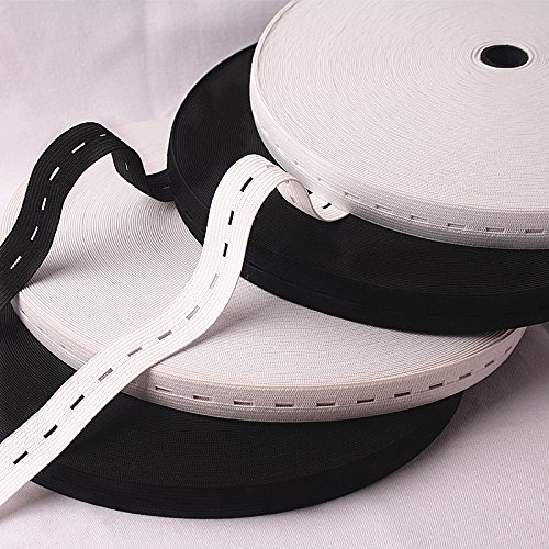 Musuntas Bandas elásticas planas de 11 yardas de largo con ojal de cuerda elástica, carrete de coser, accesorios de manualidades, 2 piezas, 5.5 yardas de color blanco, 15 mm de ancho Musuntas Bandas elásticas planas de 11 yardas de largo con ojal de cuerda elástica, carrete de coser, accesorios de manualidades, 2 piezas, 5.5 yardas de color blanco, 15 mm de ancho